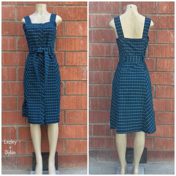 LAST 1❗CURRENT AIR Anthro Dark Teal / Yellow Dress - Picture 7 of 8